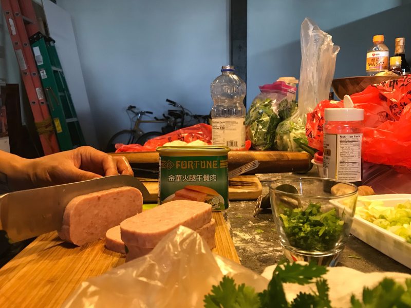 Preparing congee brunch for a queer AAPI gathering at High Tide Gallery on Sunday, June 9th.