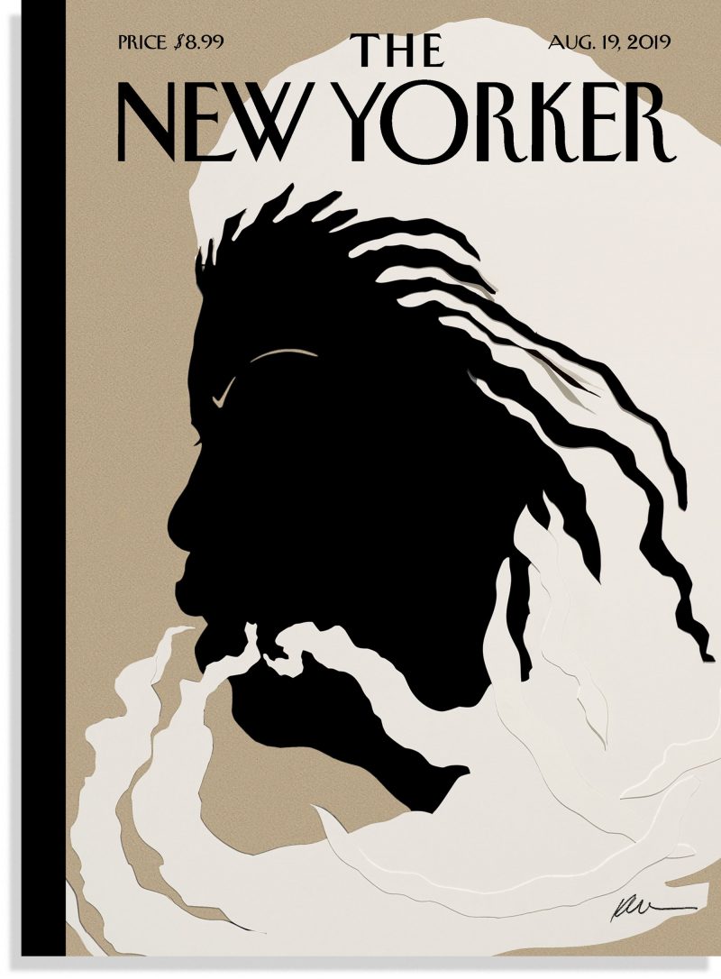 Kara Walker's paper cut out pays tribute to the late author Toni Morrison on Monday's issue of The New Yorker magazine.