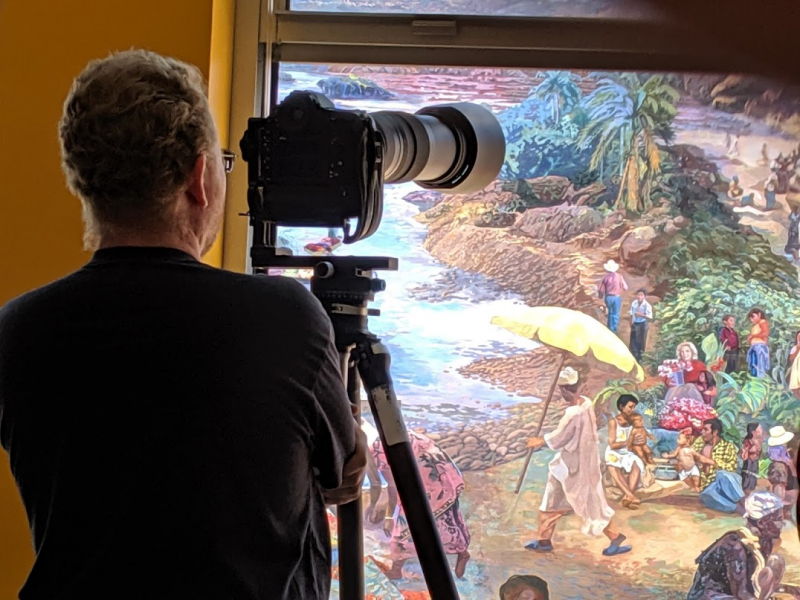 Photographer Aaron Priest made 257 photos and is stitching them together to make an almost life-size replica of a mural, to be printed and installed at the Independence Charter School.
