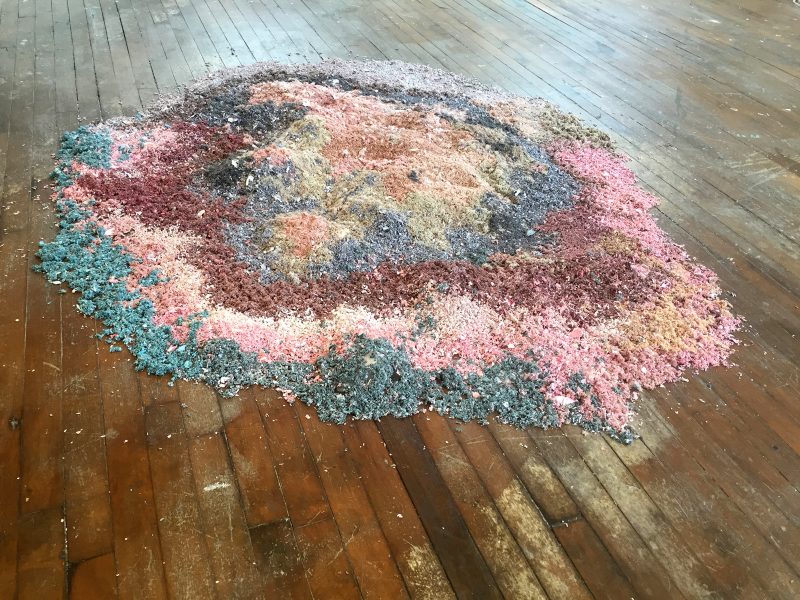 Julia Betts, Detritus, 2015/2019, Shredded photographs, Approx 6 ft x 6 ft x 6 in. From "Additional Assembly Required" at Automat