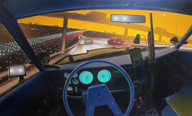 James Doolin, Highway Patrol, 1986, oil on canvas, 72 x 118”. Photo courtesy Craig Krull Gallery
