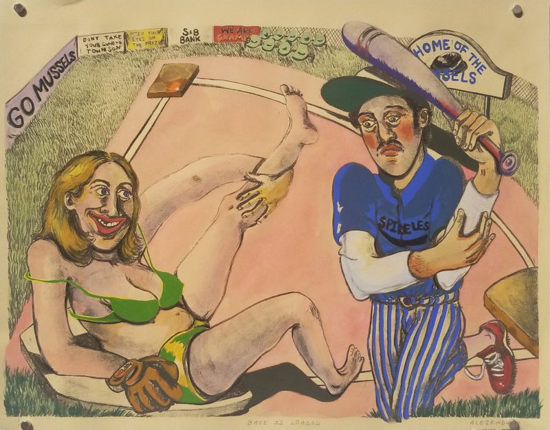 “Bases Are Loaded” by Alezendria Decking. Gouache and Water Color on BFK Paper