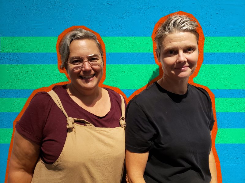 Allyson Mitchell (left) and Deirdre Logue (right). Photo by Wit López, edited by Morgan Nitz