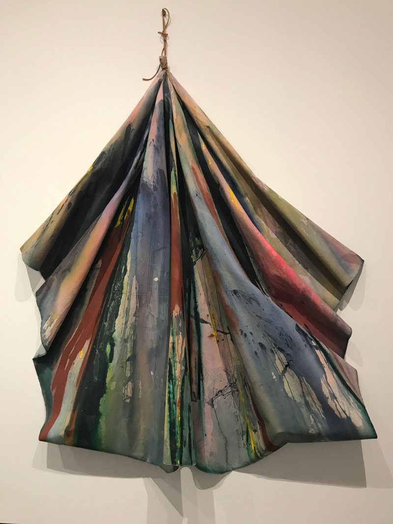 Sam Gilliam ”Stand,” 1973, Acrylic on canvas and leather cord, 120 × 85 in., The Joyner / Giuffrida Collection. Photo courtesy Susan Isaacs.