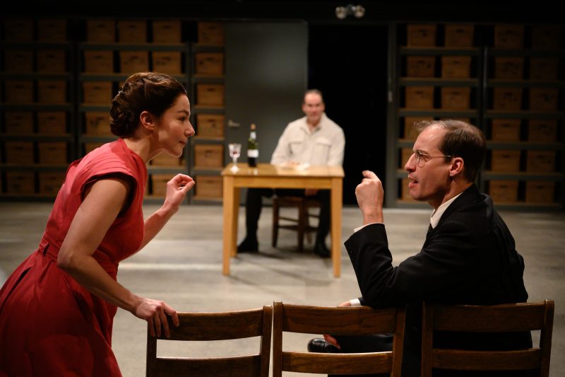 Sarah Gliko as Yevgenia, Steven Rishard as Nikolai, and Ross Beschler as Isaac in DESCRIBE THE NIGHT. Photo by Johanna Austin