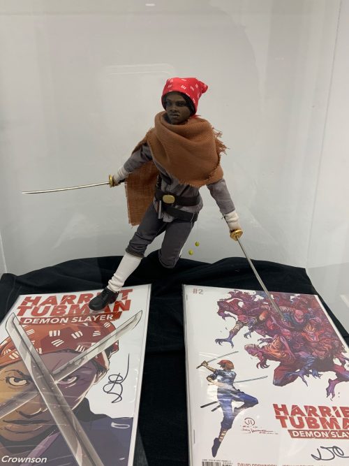 Sculpture of Harriet Tubman in the likeness of a comic book character made by Acori Honzo