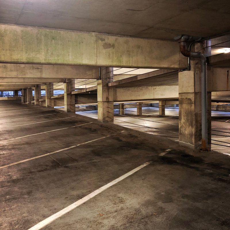 An empty parking garage.