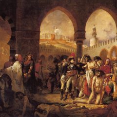 Historical narrative painting of Napoleon at Jaffa visiting French troops affected by the bubonic plague