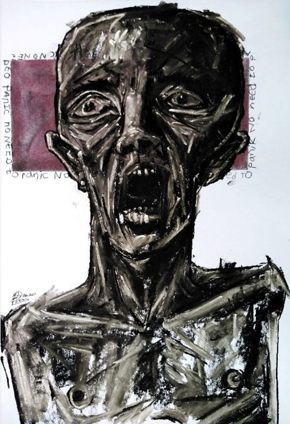 Portrait of a screaming figure