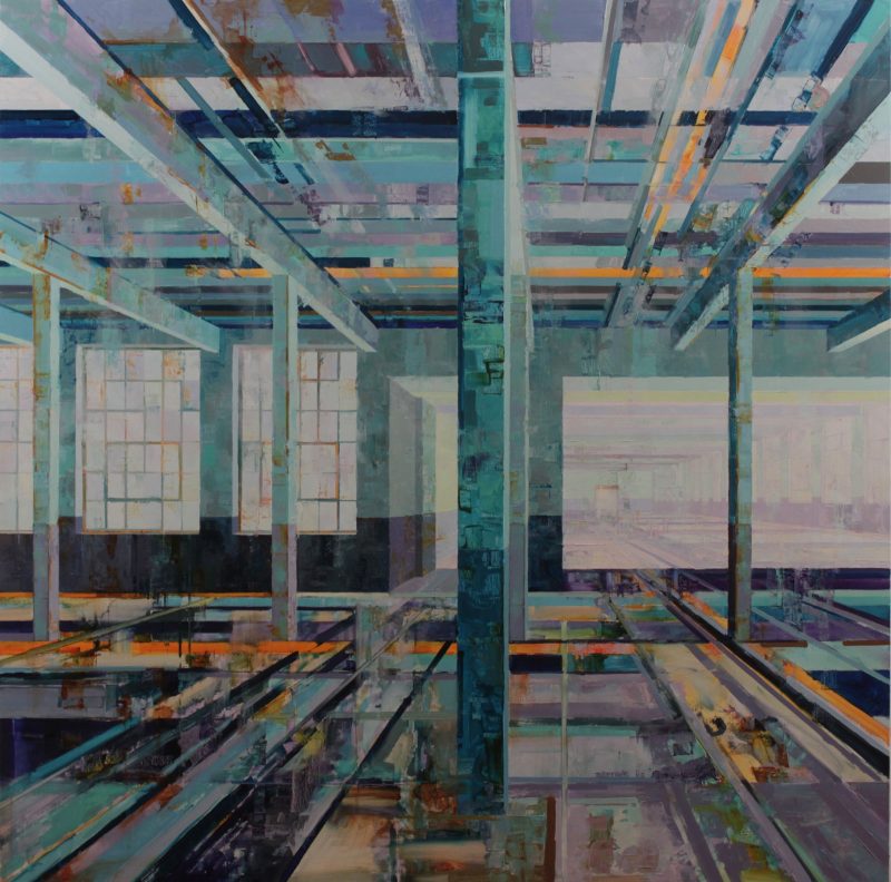 Painting of a vacant industrial interior