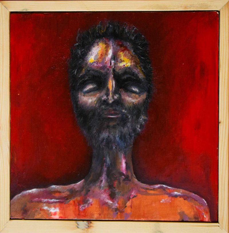 Colorful painting of a partially shadowed face