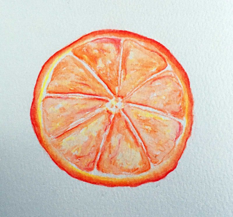 watercolor painting of an orange slice