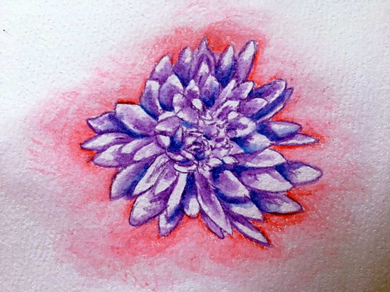 Watercolor painting of a purple flower