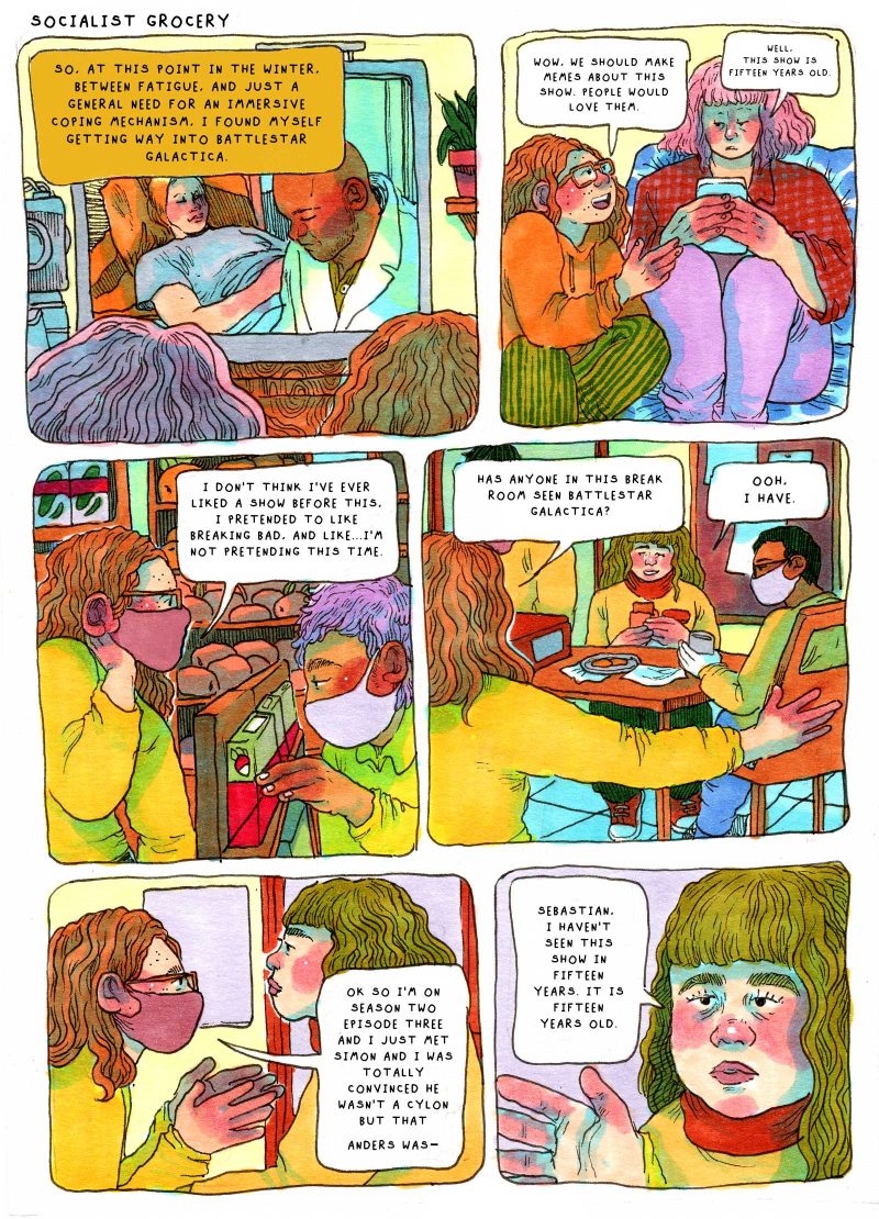 Six panel comic from the series "Socialist Grocery"