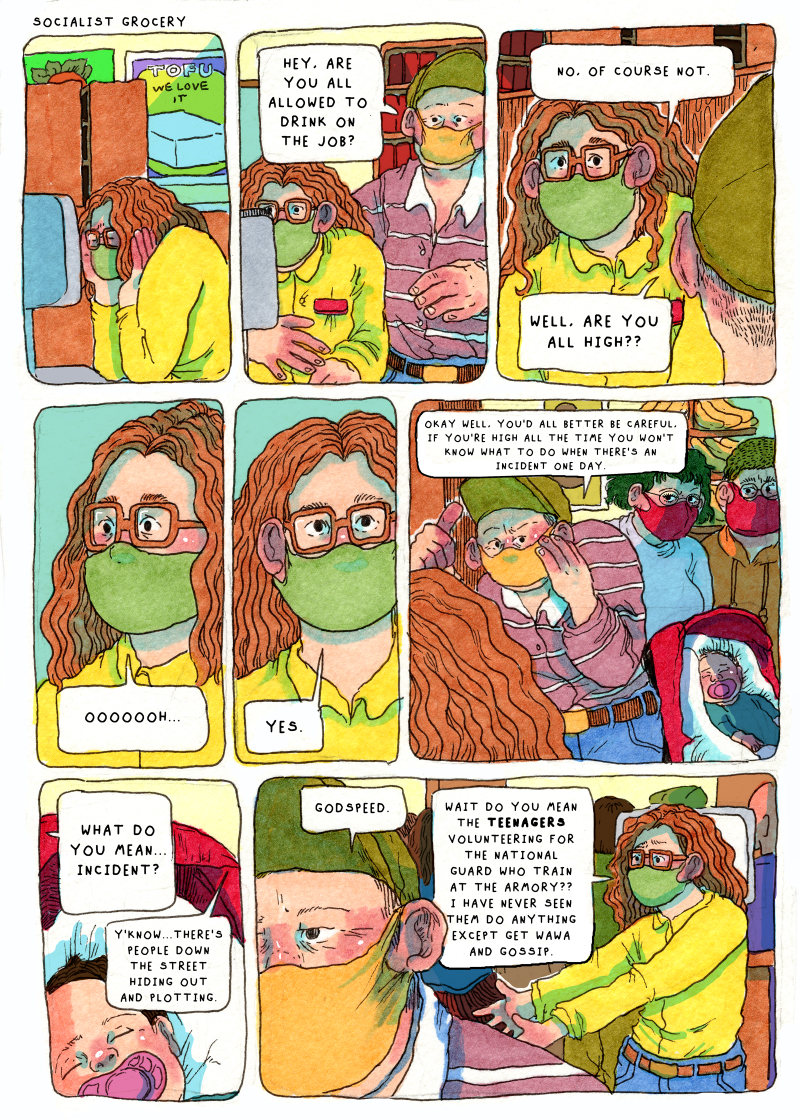 8 panel comic from the Artblog comic series Socialist Grocery
