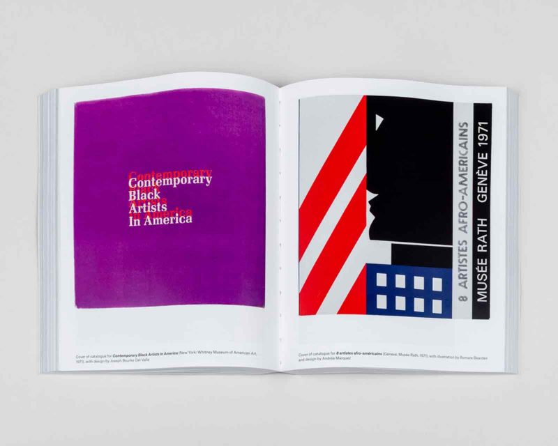 Two page spread from 'The Soul of a Nation Reader' featuring two exhibition catalog covers.