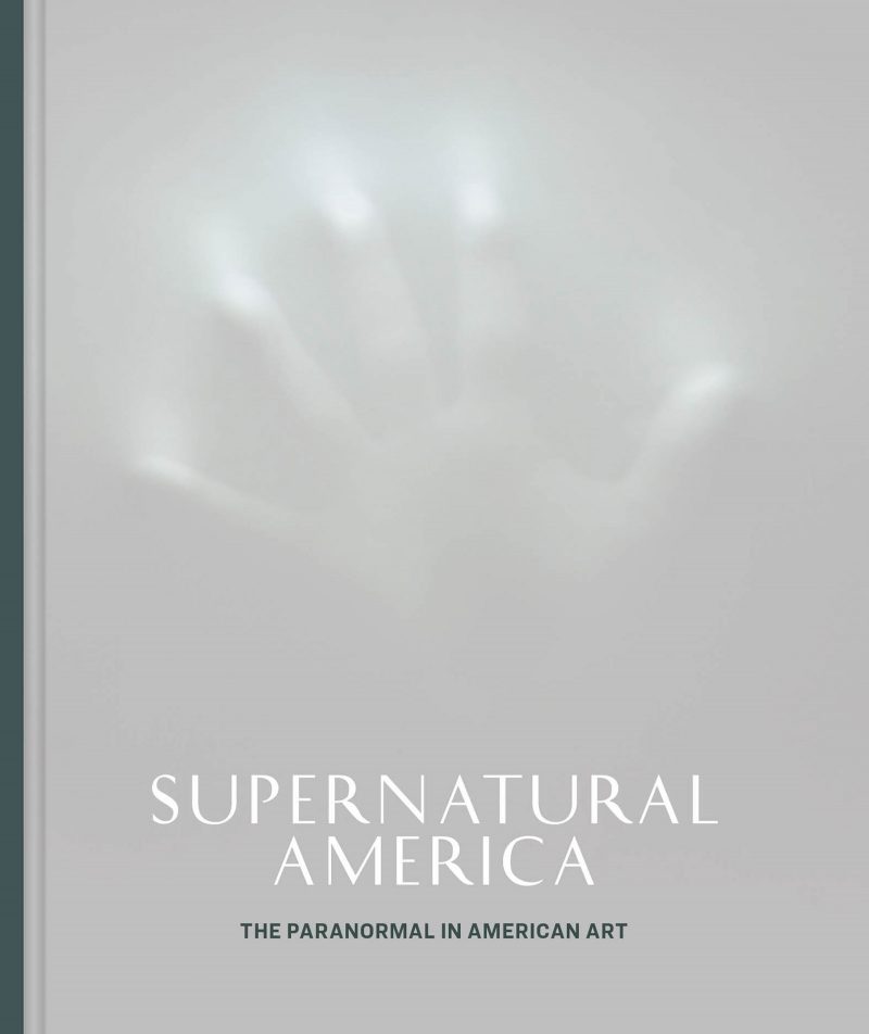 Book cover for "Super Natural America", light gray with a faint ghostly hand in the center.