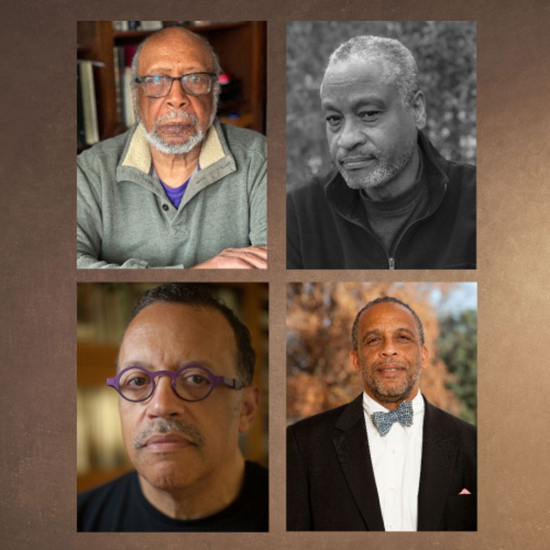 Four square of headshots of four Black men of various ages, with short hair and serious expressions.