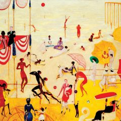 A painting by artist Florine Stettheimer depicting a beach scene from 1920s.