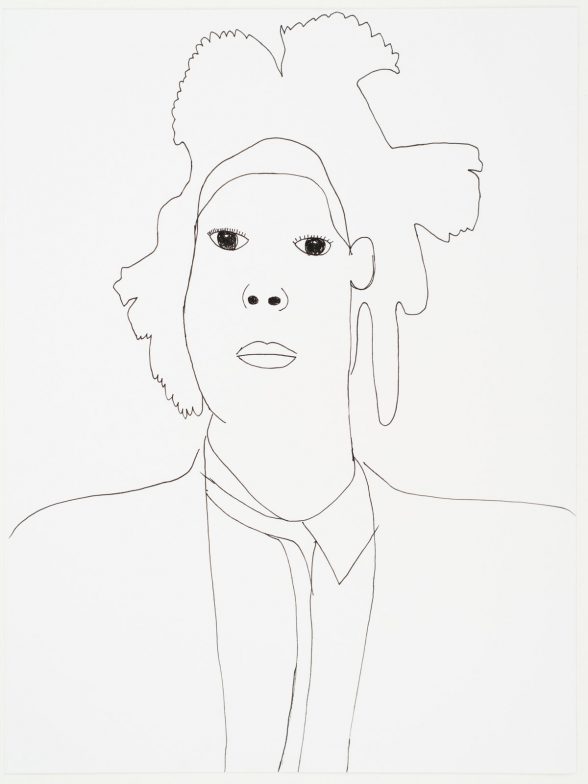 Pen drawing by Bayaht Ham depicting the artist Jean-Michel Basquiat