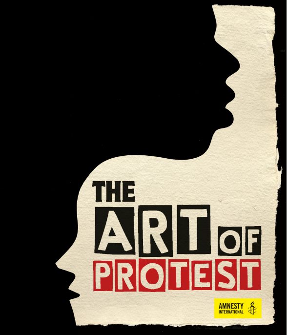 Book cover from Jo Rippon's "The Art of Protest," published by Amnesty International.