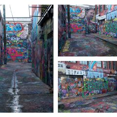 Every inch of Graffiti Alley in Baltimore is covered with tags, pieces, fill ins, and street art.