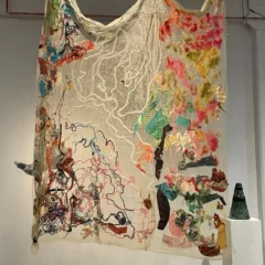 Map to Self Molly Thayer 2021 fiber detritus, scrap fabric 4’ x 4’ - used with permission of the artist