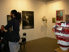 NADA Camillo Alvarez (l.) G. Martinez onwall and Nicole Cherubini sculpture frontSamsonProjets (Boston) 002.jpg
