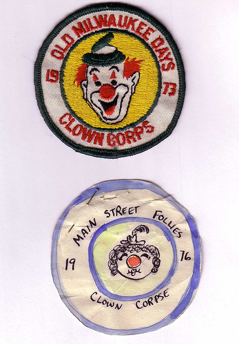 clown badges, red noses