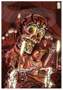 Bevenourweb Jay Bevenour's mixed media drawing with Uncle Mike looking over the artist's shoulder.