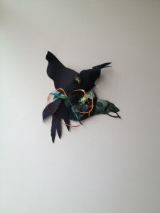 "Crow," Barbara Bullock. 2012. Acrylic paint and matte medium on watercolor paper. 24" H x 19" D x 21" W. $4000. 