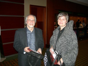 Michael Leja of Penn and Jenelle Porter, ICA, arriving late to CAA meeting because of snow