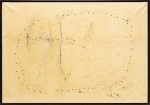 Fontana Concetto spaziale 1957 ink and pencil on paper on canvas MoMA