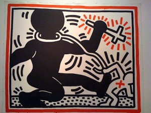 Keith Haring's attack on apartheid in South Africa, Untitled 1984. Acrylic on canvas. Collection Stedelijk Museum, Amsterdam.