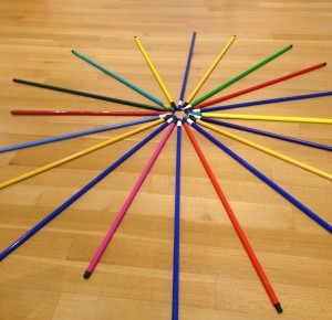“Sharadiant,”2000, mop and broom handles, rope