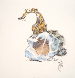 Caption: Scrat, character study for Ice Age, Peter de Sève, 2009