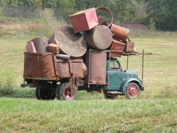 John Himmelfarb's Galatea, a work in realistic assemblage, on the road in Wisconsin.