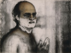 Sidney Goodman, Man in the Mirror, 1987-88 Charcoal and pastel on paper 22 x 30 inches Collection of Malcolm Holzman