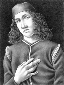 James Mundie, Portrait of a Big-fingered Boy, Pen and ink, 8” x 6”, 2004