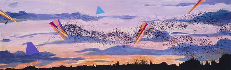 Drifting Winds, Acrylic on panel, 11" x 36", 2013