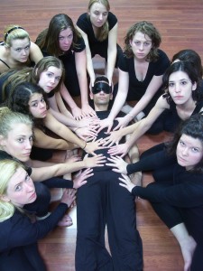 Nick Allin and the Ensemble of Company.  Photo by Doug Greene, courtesy of EgoPo Productions.