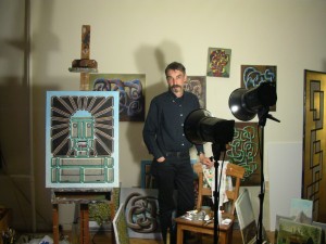 Peter Schuyff, in his studio in Amsterdam, May 2009. Photo: Matthew Rose.