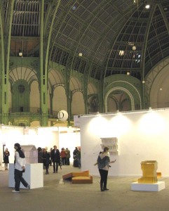 Art lovers snapping iPhone photos of blue chipper Rachel Whiteread's installation at Luhring-Augustine's stand. 