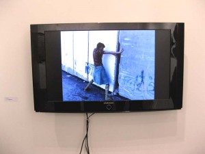 Pippi Longstocking takes on the Wall dividing Israel and Palestine. Video by Rona Yefman at Sommer Contemporary, Tel Aviv.