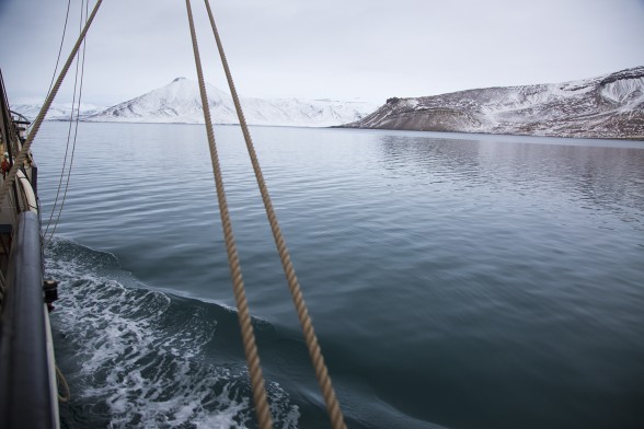 Diane Burko and Richard Ryan told us about their trip to the Arctic Circle on an art and science expedition. Photo courtesy of Diane's blog on her website http://www.dianeburko.com/polarinvestigations/