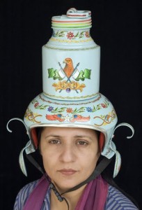 Adeela Suleman 'Feroza (Turquoise)' (2005) aluminum cooking utensil, spoons, burni, hand painted