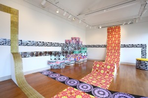 Leslie Friedman, installation view, (including Sukkot Ramp & Fun Guys, mixed media, image courtesy Main Line Art Center