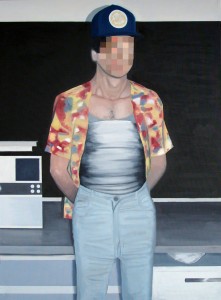Andrew Prayzner, painting of a photo from his Mule series.