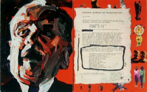 Arnold Mesches from the series, ‘The FBI Files’ (2003) 14x22 in, mixed media on canvas,©Arnold Mesches 