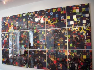 EJ Herczyk, Avalanche, 90x158" (15 pieces). Casein, resin, digital print on board. 2009 